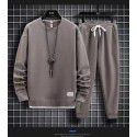 Men's casual sports suit men's trendy brand men's hoodie t-shirt handsome waffle autumn men's clothing