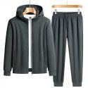 Spring and Autumn New Leisure Sports Pearl Cotton Large Set Men's Trendy Solid Hooded Set 