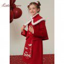 Girl's Winter Children's New Year Celebration Clothes Girl's Red Fashionable Set Two Piece Set