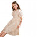 Summer girl's dress, big girl's bubble sleeve temperament princess skirt