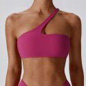 Diagonal shoulder nude yoga bra, running sports bra, quick drying and beautiful back fitness yoga suit