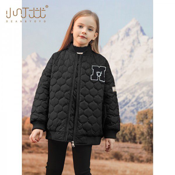 Girls thickened cotton jacket, autumn and winter new children's western-style jacket with cotton jacket, middle and large children's warm baseball jacket, cotton jacket