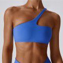 Diagonal shoulder nude yoga bra, running sports bra, quick drying and beautiful back fitness yoga suit