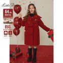 Girls' woolen coat for autumn and winter, new children's double-sided cashmere, medium and large children's new year red woolen coat