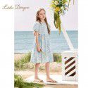 New summer clothing for middle-aged and young girls, bubble sleeved princess dress, stylish floral thin style dress