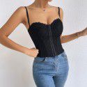 Fashionable solid color backless spicy girl slim fit suspender lace sexy outer wearing small tank top for women