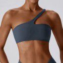 Diagonal shoulder nude yoga bra, running sports bra, quick drying and beautiful back fitness yoga suit