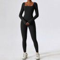 Autumn and winter tight fitting long sleeved yoga suit for women, nude fitness exercise quick drying yoga jumpsuit