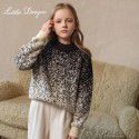 Girls in winter, autumn, and winter, middle-aged and young children's high-end western-style knitwear, children's warm pullover sweater