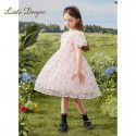 Girl's sweet and cool style dress, summer dress, Western style, summer organza dress, big boy floral princess dress