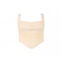 Suspender vest sexy mesh fishbone square neck pleated open back suspender top for women