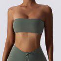 Integrated Nude Sports Bra with Anti Strapping Light and Inner Layered Fitness Top and Tight Yoga Dress