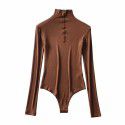 Onepiece Women's Street Shooting Spring Underlay Long Sleeve Half High Neck T-shirt 