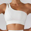 Diagonal shoulder and beautiful back yoga bra, elastic quick drying sports bra, running and fitness vest for women