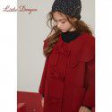 Girls' woolen coat for autumn and winter, new children's double-sided cashmere, medium and large children's new year red woolen coat