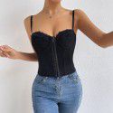 Fashionable solid color backless spicy girl slim fit suspender lace sexy outer wearing small tank top for women