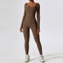 Autumn and winter tight fitting long sleeved yoga suit for women, nude fitness exercise quick drying yoga jumpsuit