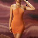 Fishbone Dress Sexy and Fashionable Off the Shoulder Backless Bra Dress Long Dress