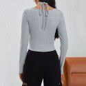 Autumn/Winter Hanging Neck Long sleeved Knitted Underlay Top with American Style Popular Top