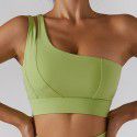 Diagonal shoulder and beautiful back yoga bra, elastic quick drying sports bra, running and fitness vest for women