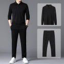 Autumn New Sports Set Men's Youth Set Fashion Trend Round Neck Cotton Sweater Casual Pants Two Piece Set 