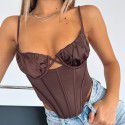 Women's sexy slim fit with exposed navel, fishbone hanging neck, suspender vest for women