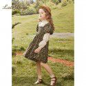 Children's Spring and Autumn New Dresses for Girls Autumn French Bubble Sleeves Set Skirt for Big Children Western style Fragmented Flower Skirt