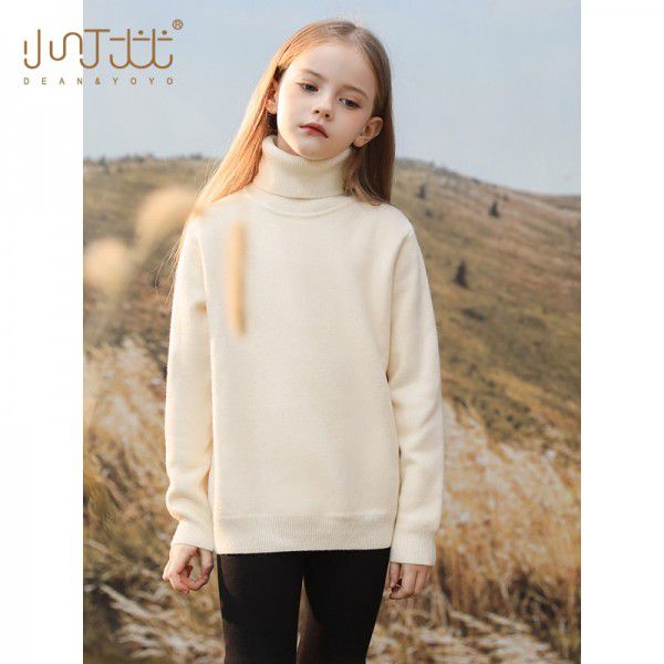 Girls autumn and winter plush sweater, winter new western-style, children's thick inner layer, children's high neck knitted sweater