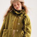 Girls' Sheep Fleece Coat Mid length Autumn/Winter New Mid size Children's Lamb Wool Thickened Coat 