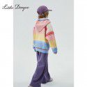 Girls Autumn/Winter Gradient Rainbow Sweater 2 Winter New Children's Middle and Big Children's Pullover Hooded Western Style Knitwear