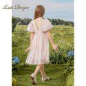 Girl's flower bud sleeve princess dress with a high-end feel, super fairy girl, big girl's western-style chiffon dress, girl's summer light and thin dress