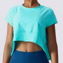 Summer versatile quick drying t-shirt loose fitting fitness yoga suit top cover up outdoor running sports short sleeved women