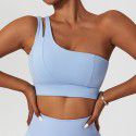 Diagonal shoulder and beautiful back yoga bra, elastic quick drying sports bra, running and fitness vest for women