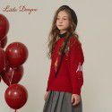 Girls autumn and winter sweaters, children's red New Year clothes, middle-aged children's embroidered Christmas knitwear