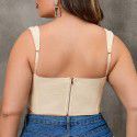 Suspender vest sexy mesh fishbone square neck pleated open back suspender top for women