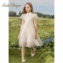 Girls' summer dress with lace embroidery, children's trendy princess dress, girls' summer dress