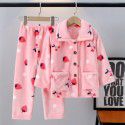 Autumn and winter new children's flannel pajamas for boys and girls, baby long sleeved thickened coral velvet home clothing set