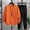 Men's casual sports suit men's trendy brand men's hoodie t-shirt handsome waffle autumn men's clothing