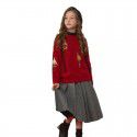 Girls autumn and winter sweaters, children's red New Year clothes, middle-aged children's embroidered Christmas knitwear