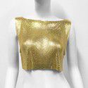 Sexy metal sequin T-shirt Spicy Girl Tank Top Music Festival Women's One line Neck Metal Top