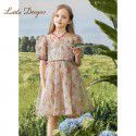 Summer Sweet Cool Wind Princess Dress Girl's Dress Fashionable Ruyi Yarn Fragmented Flower Yarn Dress