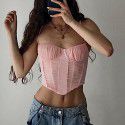 Women's sexy slim fit with exposed navel, fishbone hanging neck, suspender vest for women