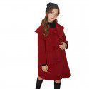 Girls' woolen coat for autumn and winter, new children's double-sided cashmere, medium and large children's new year red woolen coat