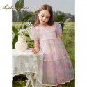 Western style girl's summer dress children's gradient short sleeved fluffy skirt big children's summer dress princess skirt