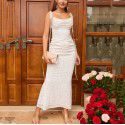 Lace camisole dress, European and American summer sexy large backless tight zippered long skirt