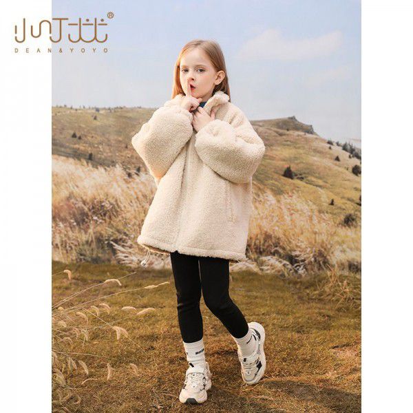 Girls' Winter New Lamb Wool Coat Children's Autumn and Winter Cotton Clip Thickened Coat Big Children's Western Style Wool Sweater 