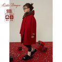 Girls' double-sided cashmere woolen coat, autumn and winter new children's middle and large children's new year red woolen coat 