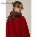 Girls' double-sided cashmere woolen coat, autumn and winter new children's middle and large children's new year red woolen coat 