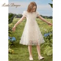 Girls' summer dress with lace embroidery, children's trendy princess dress, girls' summer dress