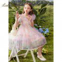 Western style girl's summer dress children's gradient short sleeved fluffy skirt big children's summer dress princess skirt